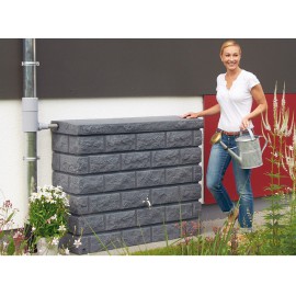Récupérateur d'eau Rocky gris granite Graf 400 litres collecteur filtrant et robinet