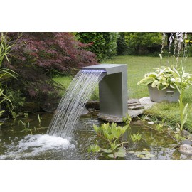 Lame d'eau Straight Ubbink 30 cm à poser au sol inox 316 l brossé résistant au sel barre de 20 led