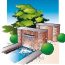 Lame d'eau Niagara Ubbink 60 cm acier inoxydable bross&eacute; inox 304 montage mural sans led
