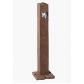 Fontaine de jardin Wood Graf en polyéthylène imitation bois foncé avec robinet laiton borne d'eau