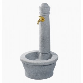 Fontaine GARANTIA Roma gris granit clair en PE avec robinet nostalgie, grande vasque