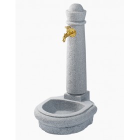 Fontaine de jardin : Fontaine  GARANTIA Venezia  gris clair en PE avec robinet nostalgie, petite vasque