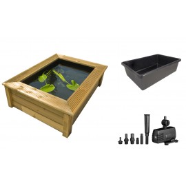 Kit bassin de jardin en bois QUADRA WOOD 10 Ubbink avec bassin et pompe H33,8 x 119,4 x 90,5 cm 225 litres