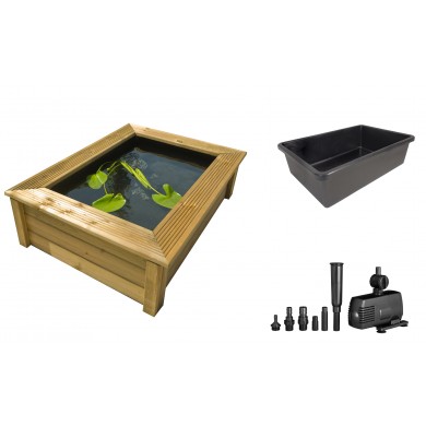 Kit bassin de jardin en bois QUADRO WOOD 10 Ubbink avec pompe H33,8 x 119,4 x 90,5 cm