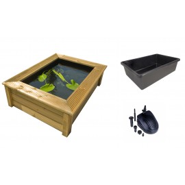 Kit bassin de jardin en bois QUADRA WOOD 11 Ubbink avec bassin et pompe 147,5 x 103.5 x h 47.5 cm 475 litres