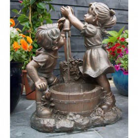 Fontaine de jardin :  fontaine de jardin design Memphis Ubbink en polyresine avec pompe circuit fermé bassin avec enfants