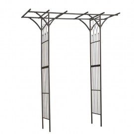 Pergola double droite en acier galvanisé laqué époxy noir marque Nature