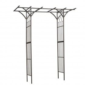 Arche en M&eacute;tal pour Jardin : Pergola double droite en acier galvanis&eacute; laqu&eacute; &eacute;poxy noir marque Nature