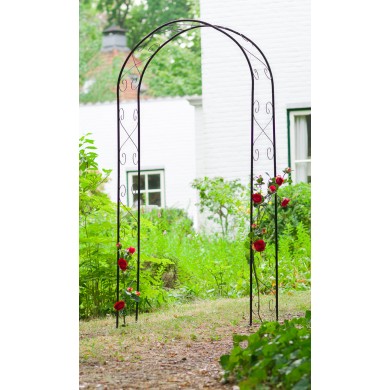 Pergola arche décor volutes, en acier galvanisé laqué époxy noir marque Nature