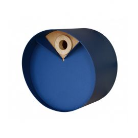 Nichoir rond en bois et métal Laorus diamètre 26 cm prof 19 cm coloris bleu ardoise