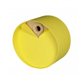 Nichoir rond en bois et métal Laorus diamètre 26 cm prof 19 cm coloris jaune citron