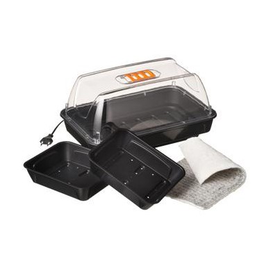Mini serre de culture Nature terrine rigide, couvercle ventilé - H21 x 55 x 31 cm