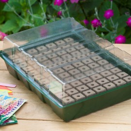 Mini-serre de culture hydroponique Nature terrine souple couvercle plateau mousse H11 x 35 x 23,5 cm