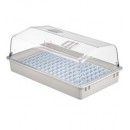 Mini-serre de culture Nature terrine plateau 144 alv&eacute;oles tapis capillaire couvercle ventil&eacute; H22 x 55 x 31 cm