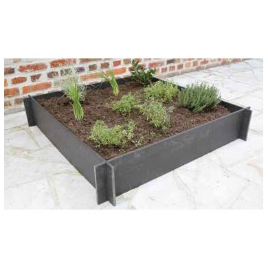 Carré potager Nature en en PVC recyclé - épaisseur 10mm, latte - H19 x 100 x 100 cm