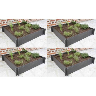Carré potager Nature en en PVC recyclé - épaisseur 10mm, latte - H19 x 100 x 100 cm