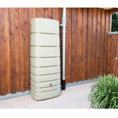 Kit cuve murale récupérateur d'eau Slim Graf 650 litres sable avec robinet et collecteur filtrant