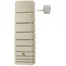 Kit cuve murale r&eacute;cup&eacute;rateur d'eau Slim Graf 650 litres sable avec robinet et collecteur filtrant