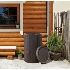 Récupérateur d'eau GRAF Madera 220 litres marron imitation bois avec robinet et collecteur filtrant