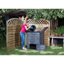 Composteur 600 litres Graf THERMO-wood imitation bois Avec Grille de fond
