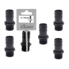 Sachet de 6 raccords 3/4 males - sortie mâles diam 25