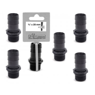Sachet de 6 raccords 3/4 males - sortie mâles diam 25