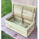 Coffre de rangement, banc en bois de pin trait&eacute; en autoclave livr&eacute; mont&eacute;