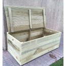 Coffre de rangement, banc en bois de pin trait&eacute; en autoclave livr&eacute; mont&eacute;