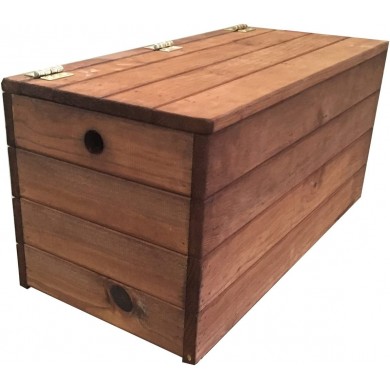 Coffre de rangement 80 x 40 x 40 cm banc en bois de pin traité en autoclave et lasuré  livré monté