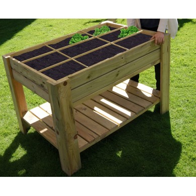 Table de culture 80 x 120 x hauteur 80 cm avec tablette inférieure en bois de pin