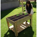 Table de culture 80 x 120 x hauteur 80 cm avec tablette inf&eacute;rieure en bois de pin