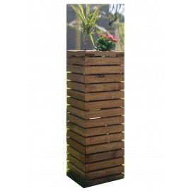 Bac à plantes colonne en bois carrée bac design 30 x 30 cm x hauteur 93 cm