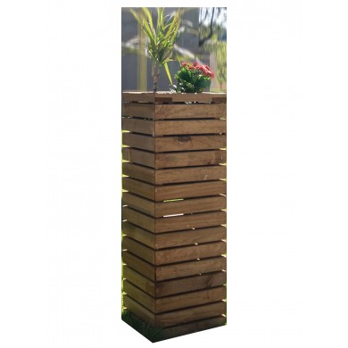Bac à plantes colonne en bois carrée bac design 30 x 30 cm x hauteur 93 cm