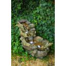 Fontaine de jardin Aspen Ubbink polyr&eacute;sine avec pompe et led imitation vieille souche de bois