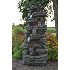 Grande cascade Corte haut 2.01m Ubbink polyrésine imitation pierre avec pompe et led circuit fermé