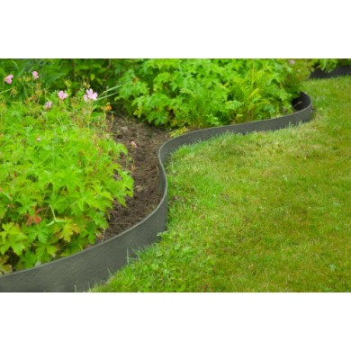 Borderfix bordure de jardin & bassin en PE-PP recyclés surface texturée gris épaisseur 5mm, rouleau H12 cm x 12 m Nature