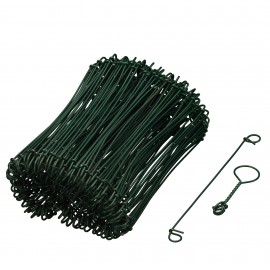 200 Liens à boucle en acier galvanisé plastifié vert pour torsadeuse à fil Nature L16 cm x diam 1,4 mm