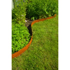 Lot de 3 bordures de jardin en acier corten raboutable longueur totale utile 2,64 m Nature
