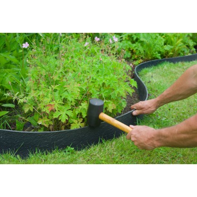 Borderfix bordure de jardin & bassin en PE-PP recyclés surface texturée épaisseur 5mm, rouleau H12 cm x 12 m Nature