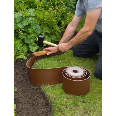 Bordure de jardin flexible en PE recyclé épaisseur 3 mm, Taupe H15 cm x 10 m