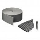 Kit bordure de jardin flexible en PE recycl&eacute; &eacute;paisseur 3 mm, gris H7,5 cm x 10 m avec 10 piquets 19.5 cm