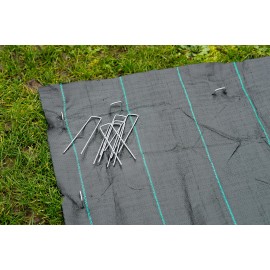 10 Agrafes métalliques Nature pour fixation au sol de paillage ou feutre diam 3 mm Haut 14 cm largeur 3 cm