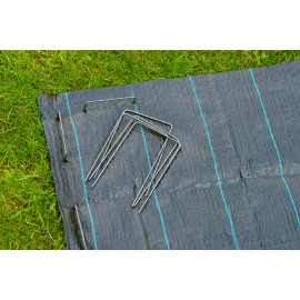 50 Agrafes métalliques Nature pour fixation au sol de paillage ou feutre diam 4 mm Haut 20 cm largeur 12 cm