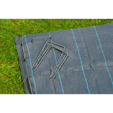 10 Agrafes métalliques Nature pour fixation au sol de paillage ou feutre diam 4 mm Haut 20 cm