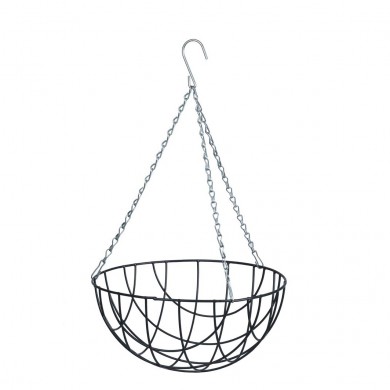 12 Corbeilles suspendues, armature métal laquée époxy vert,chaînette - H13 x Ø25 cm
