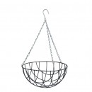 12 Corbeilles suspendues, armature m&eacute;tal laqu&eacute;e &eacute;poxy vert,cha&icirc;nette - H13 x &Oslash;25 cm