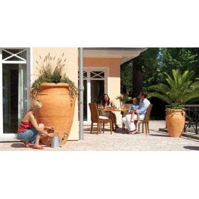 Récupérateur d'eau Amphore Antik Graf 250 litres polyéthylène terre cuite avec bac à plantes collecteur filtrant et robinet
