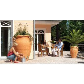 Récupérateur d'eau Amphore Antik 360 litres polyéthylène terre cuite avec bac à plantes, collecteur filtrant et robinet