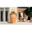 R&eacute;cup&eacute;rateur d'eau Amphore Antik Graf 250 litres poly&eacute;thyl&egrave;ne terre cuite avec bac &agrave; plantes collecteur filtrant et robinet