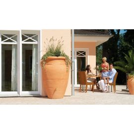 Récupérateur d'eau Amphore Antik de 600 litres polyéthylène terre cuite avec bac à plantes, collecteur filtrant et robinet